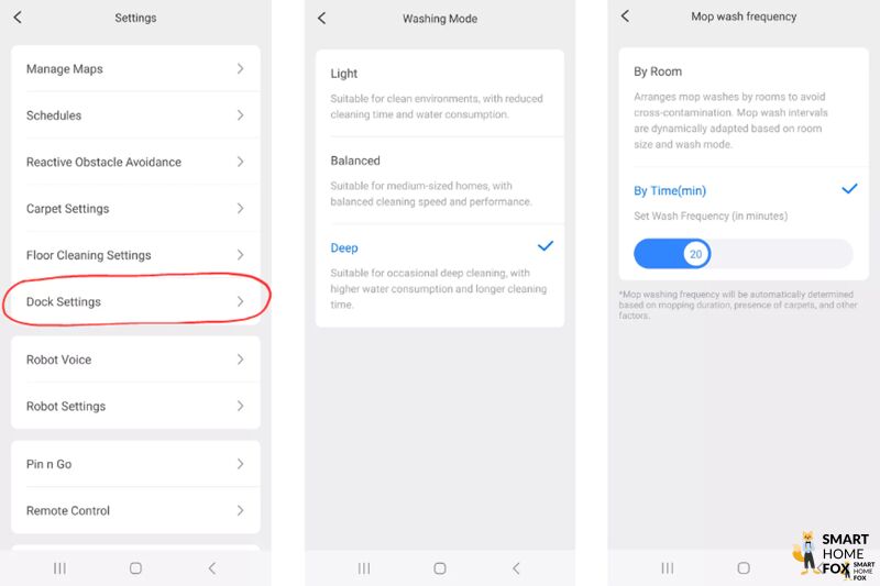 Die verschiedene Mopp-Reinigungseinstellungen werden in der Roborock S8 Pro Ultra App eingestellt.